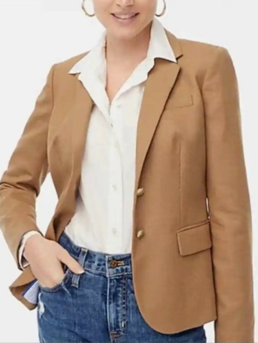 J. Crew Womens Original Schoolboy Blazer Size 2 Petite  Camel Tan Brown Academia